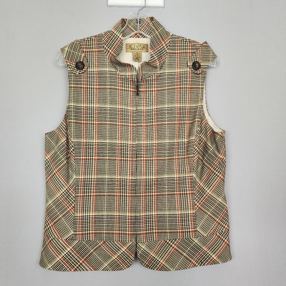 Peck & Peck Weekend Vest - Vintage Plaid Zipper Vest Womens Size 14